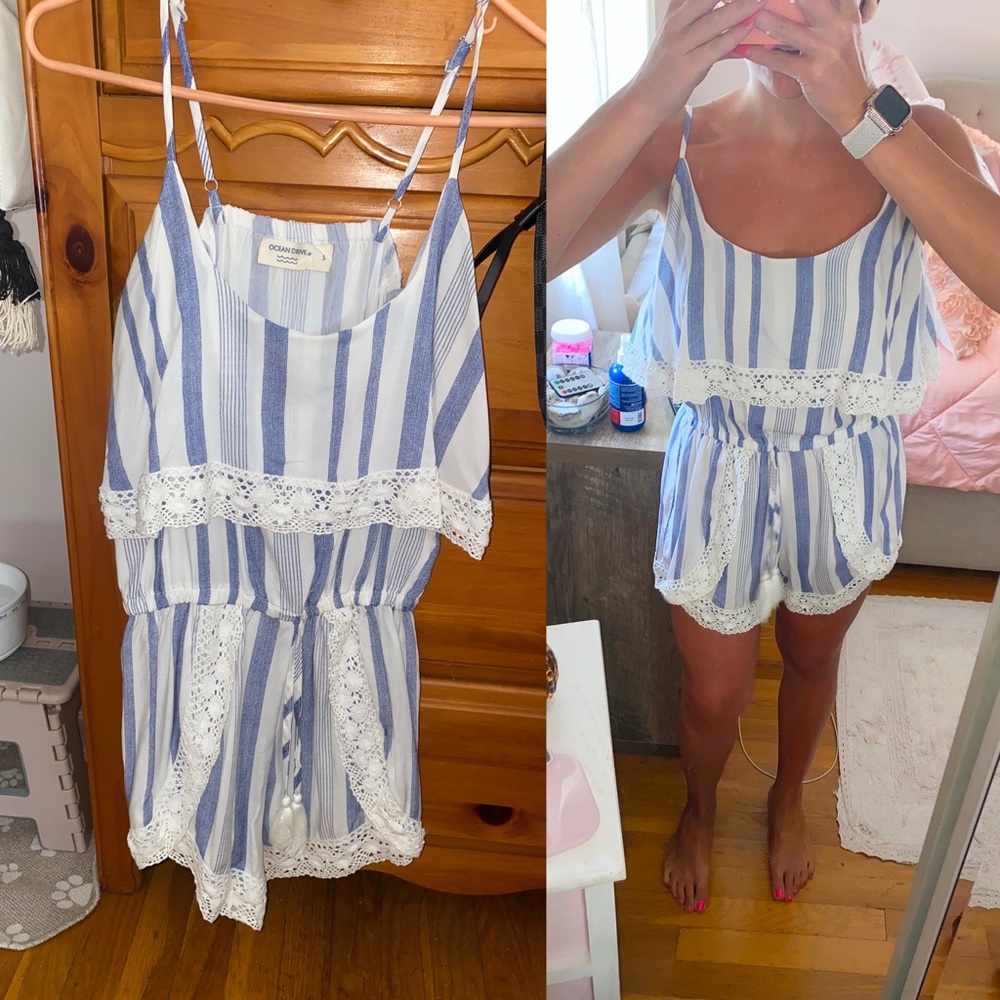 RUFFLE CROCHET TRIM ROMPER! NWOT